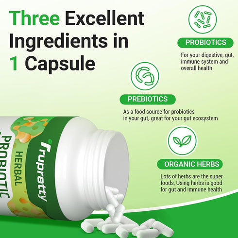 Probiotics for Women and Men - 300 Billion CFU, 24 Strains with 15 Organic Herbs, Vegan, 2 Month Supply for Digestive