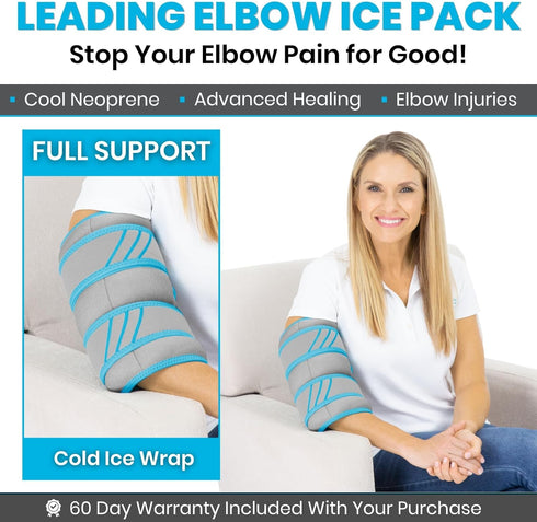 Vive Elbow Ice Pack Wrap, Ultra Cold Gel for Injuries, Reusable Compression for Cold/Hot Therapy