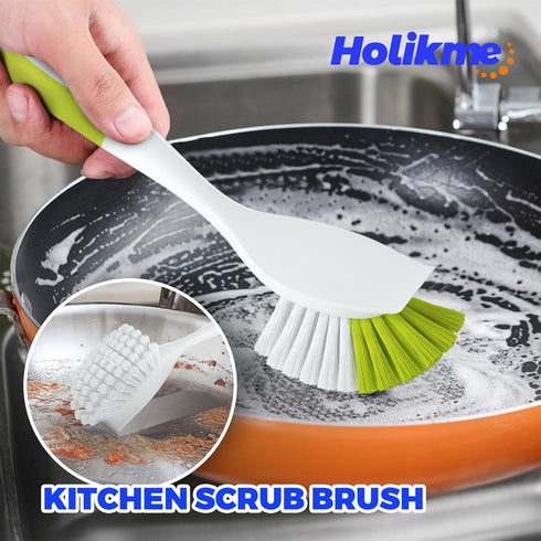 Holikme 7 Pack Dish Cleaning Brush & Pad Set, Kitchen Scrub Brush, Scouring Pad, Bendable Clean Brush & Groove Gap