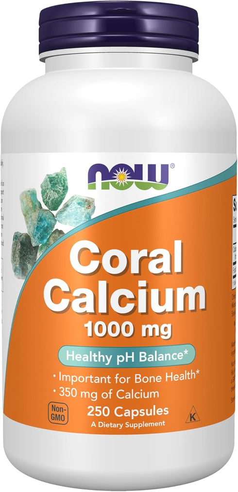 NOW Supplements Coral Calcium 1,000 mg | 250 Veg Capsules for Bone Health & Healthy pH Balance