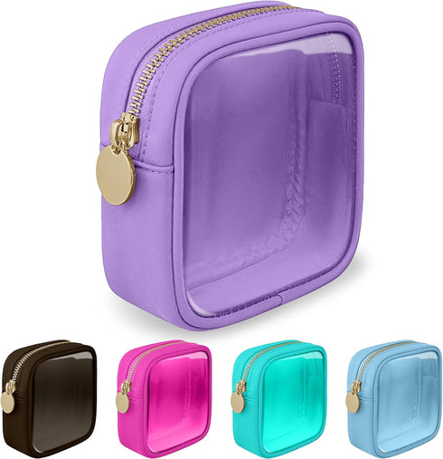 Mini Clear Travel Makeup Organizer Bag, Small Cute Zipper Pouch for Purse, Transparent PVC & Nylon Storage Bag