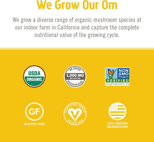 Om Mushroom Superfood Lion's Mane Gummies - USA Grown Organic Mushrooms for Memory, Focus & Mood Support