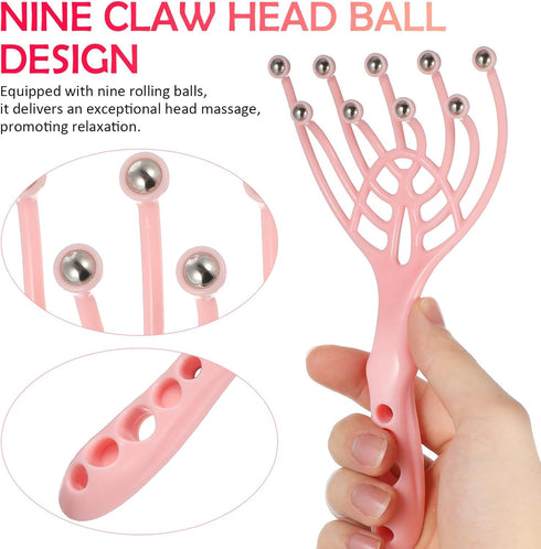 HOOWIFFY 9-Claw 2pcs Set Scalp Massager Manual Head and Neck Massage Tool Plastic Hair Comb Handheld Relaxation