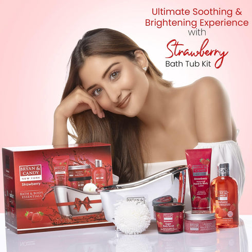 Bath Sets for Women Gift - Strawberry Bath Gift Set For Women, Spa Gift Baskets for Women Gift, Spa Set for Women Gift, Spa Baskets for Women Gift, Gift Boxes for Women, Spa Gift Sets for Women