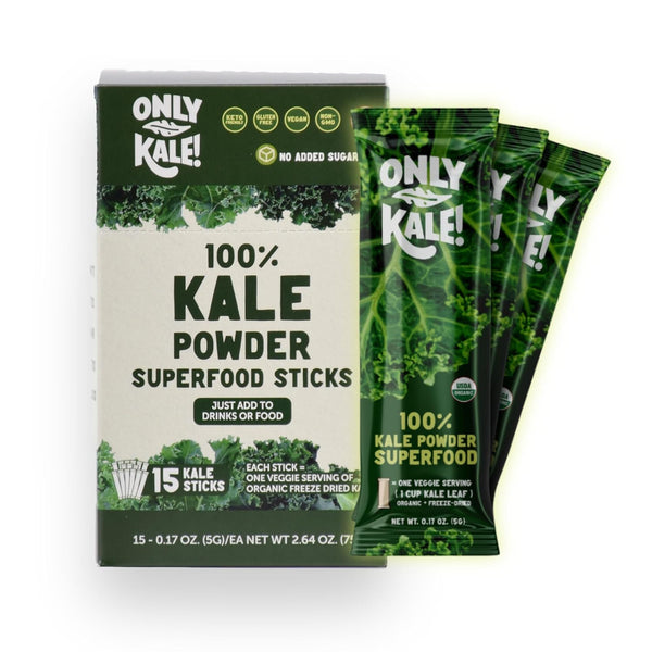 OnlyKale Kale Powder - 1 Month Supply (15 Sticks) - Organic Green Superfood