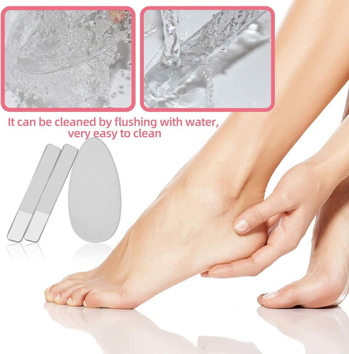 RedFlow Glass Nail File Set, 2 Nano Glass Nail Files and 1 Foot File, Professional Manicure Set for Natural Nails