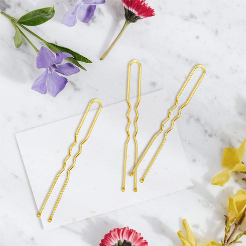 U Shaped Hair Pins IKOCO 2.4inch Bun Hair Pins for Women with Storage Box, Gold
