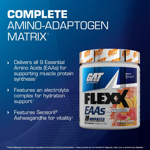 GAT SPORT Flexx EAAs + Hydration, Advanced Essential Amino Acids, 30 Servings