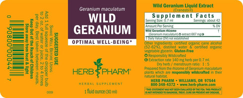 Herb Pharm Wild Geranium Liquid Extract 1 Ounce (Cranesbill)