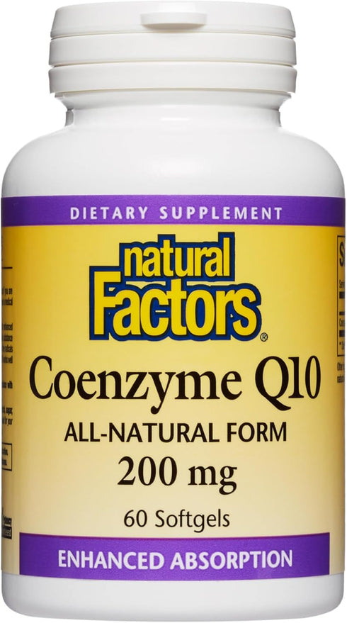 Natural Factors Coenzyme Q10 200 mg, High Potency Supplement for Energy, Heart and Cognitive Support