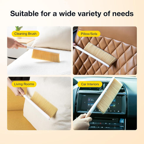 Portable Hand Brush, OSCIOSS Dusting Brush with Wooden Handle for Cleaning Bed&Couch&Clothes, Ideal Dust Brush for Home/Office and Car