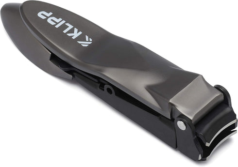 KLIPP Nail Clippers for Men with Catcher - Heavy Duty Self-Collecting Nail Cutters, Includes Ziplock Pouch