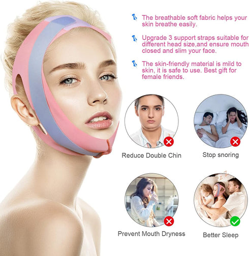 Adjustable Breathable Snoring Strap, Anti Snore Strap for Men Women