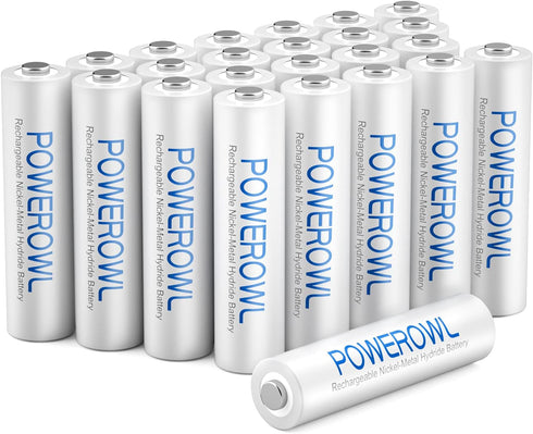 POWEROWL 24 Pack AAA Rechargeable Batteries, 1000mAh 1.2V NiMH, High Capacity, Low Self Discharge