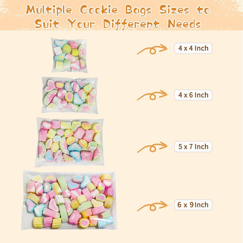 Clear Self Sealing Cellophane Bags - 200Pcs 4x6 Inches Resealable Cello Bags for Packaging Cookies, Candy, Treats