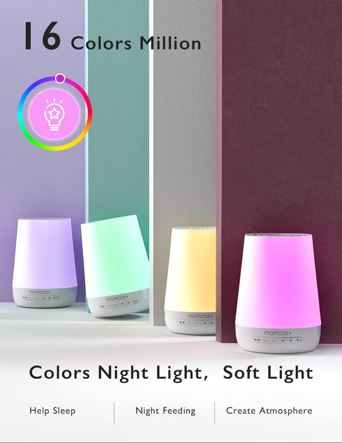 Momcozy 34 Baby Sound Machine, White Noise Machine for Baby Sleeping with Night Light, Toddler Sleep Trainer Soothing