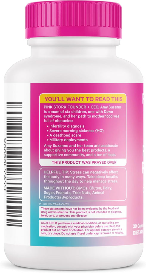 Pink Stork Fertility Support Probiotics for Women with Ashwagandha for Vaginal Health, Conception, pH Balance, 30