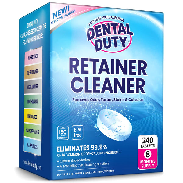 240 Retainer and Denture Cleaning Tablets - 8 Months Supply, Removes Plaque and Stains from Dental Appliances