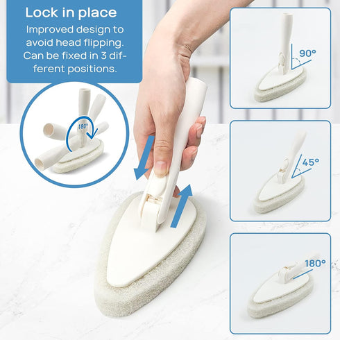 Qaestfy Shower Scrubber Cleaning Brush Combo with 51'' Adjustable Long Handle for Bathroom Cleaning