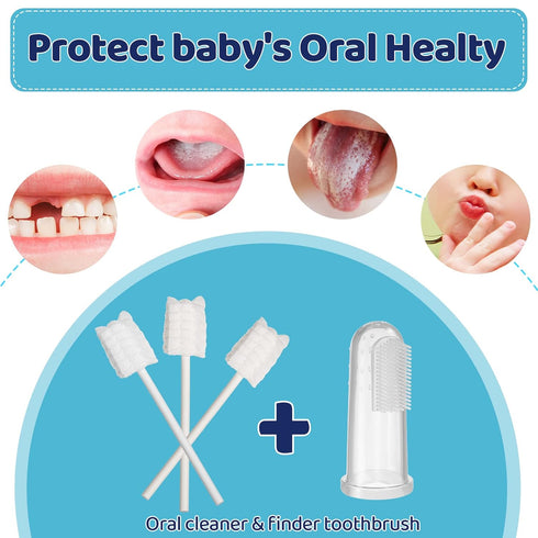 100 Pcs Baby Oral Cleaner Tongue Cleaner Toothbrush with 3 Finger Toothbrush for Newborn Baby Mouth Cleaning