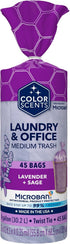Color Scents Medium Trash Bags, 8 Gallon, 45 Bags, Twist Tie, Purple in Lavender + Sage Scent with Microban
