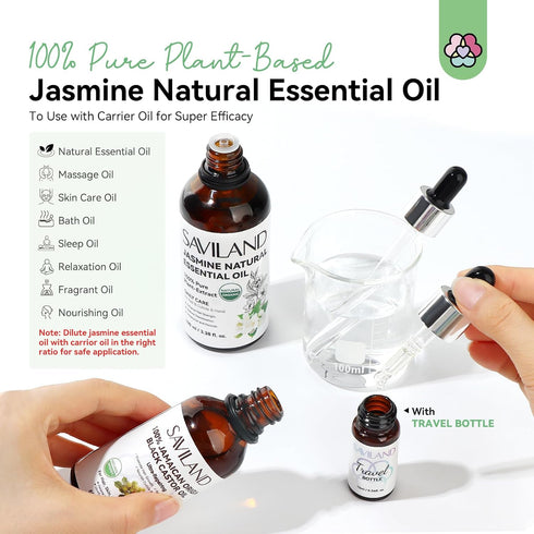 SAVILAND Jasmine Essential Oil for Cuticle Nails, 100% Pure Plant-Based Nail Strengthener