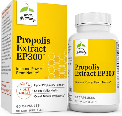 Terry Naturally Propolis Extract EP300, 60 Capsules - Supports Immune System, Upper Respiratory & Children’s Ear Health