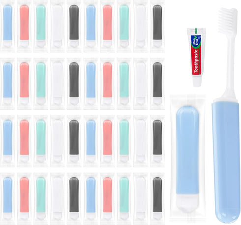 Travel Toothbrush and Toothpaste, Foldable Toothbrush and Toothpaste, Individually Packaged, Foldable for