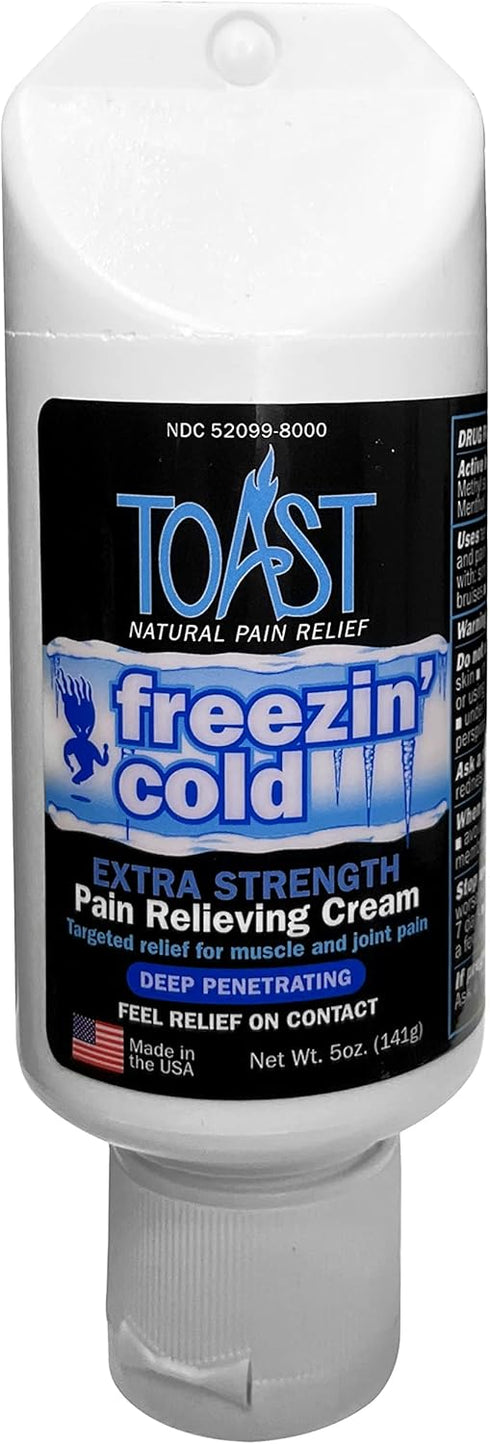 Toast Freezin Cold Extra Strength Pain Relief Cream for Muscles and Joints, 5 Ounces