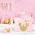 Reyoust 13" 2nd 13"L 10.2"H 4.9"W Large Oh Twodles Birthday Gift Bag with Tissue Paper and Greeting Card Glitter Pink