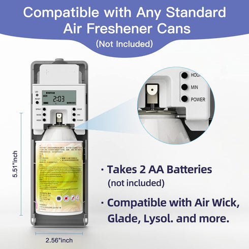 SVAVO Automatic LCD Fragrance Dispenser, Wall Mount/Free Standing, Programmable Aerosol Spray, White