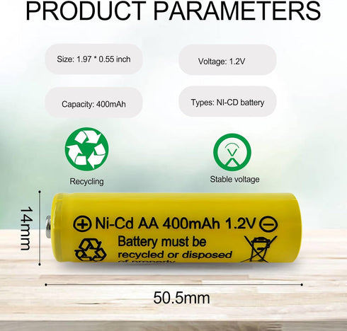 Zsolarigt 400mAh 1.2V Light,10 Packs AA NiCd Rechargeable Solar Batteries for Outdoor Flower Bed Solar Lights Rope,Led
