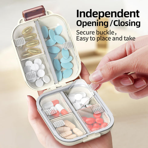 SAVN89 7-Day 7 Premium Pill Organizer Travel Case Small Medicine Box with Grids, Moisture-Proof Airtight Design