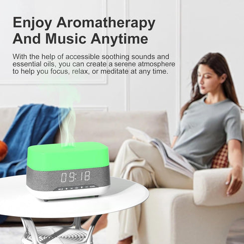PRIBUY 300ml Essential Oil Diffuser with Bluetooth Speaker & Alarm Clock | Auto Shut-Off, Colorful Night Light, Timer