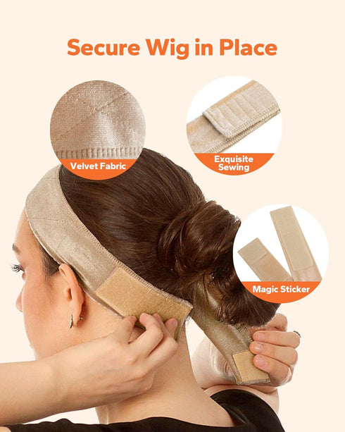 Wig Grip (2 Count), Adjustable Velcro Wig Band Headband for Women, Elastic Wig Grip Cap to Keep Wigs in Place