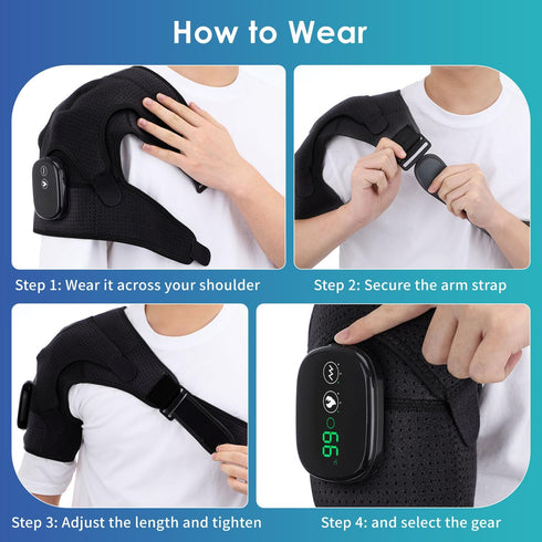 Tizwis 3 Shoulder Heating Pad with Vibration Modes, Portable Electric Cordless Shoulder Massager,Shoulder Wrap Pain