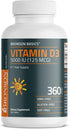 Bronson Vitamin D3 5,000 IU (125 MCG), 360 Tablets, 1 Year Supply for Healthy Muscle Function and Immune Support