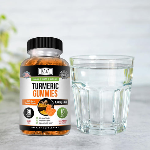 Kaya Naturals Turmeric Gummies 30 Count | Pure Nature Curcumin with Ginger & Black Pepper Extract | Joint Support