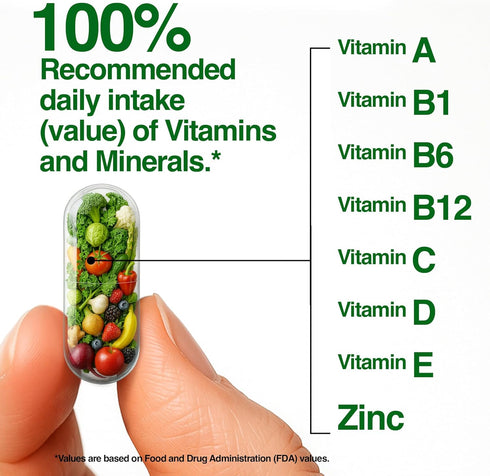 Vita Fruits and Veggies Capsules, 25 Superfood Ingredients, 60 Count Multivitamin for Men and Women