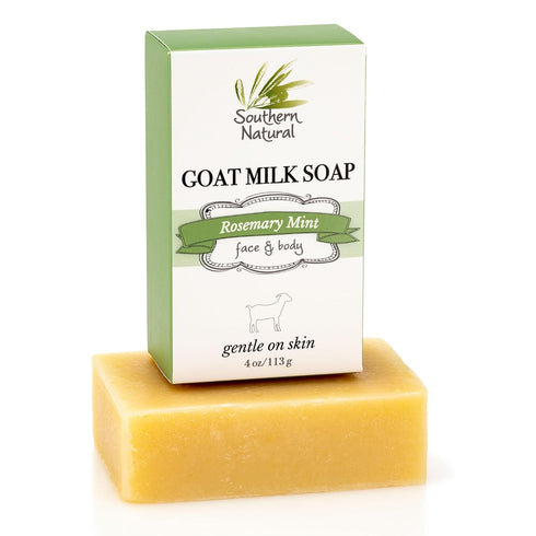 Southern Natural Rosemary Mint Goat Milk Soap Bar, 4 oz (1 Bar) – Soothing for Sensitive Skin and Dry Skin Relief