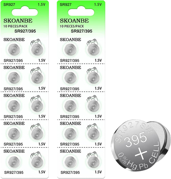 SKOANBE 20Pack 1.5V SR927SW LR926 395 399 AG7 Watch Button Cell Batteries