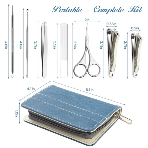 Manicure Sets Pedicure Kits 7 in 1 Stainless Steel Nail Clipper Personal Care Tools with PU Leather Case