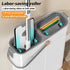 Set 4 CTIME Flat Mop and Bucket with WringerWet and Dry UseHands-Free Flat Mops for Floor Cleaning and Window Wall