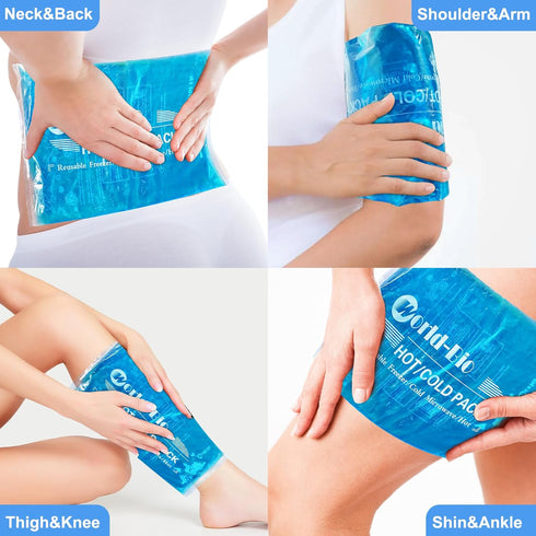 Large Reusable Ice Packs for Injuries, Flexible Cold Pack for Pain Relief, Hot/Cold Compress Therapy Gel