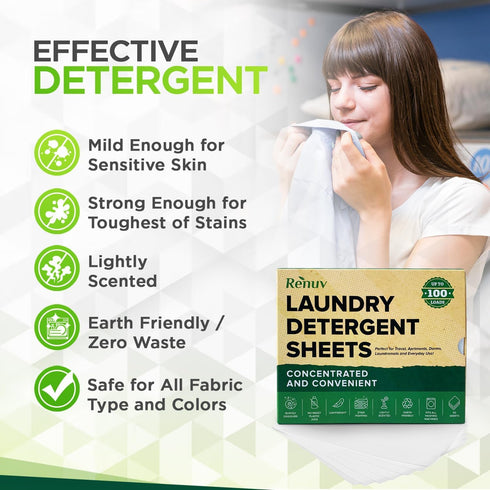 Laundry Detergent Sheets - 50 Sheets, Eco Friendly, Sustainable, Biodegradable, Liquidless (up to 100 Loads)