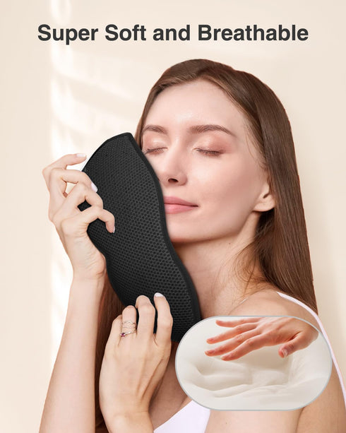 Sleep Mask, Eye Mask for Sleeping, 3D Contoured Cup No Eye Pressure, 100% Blocking Light, Adjustable Strap, Black