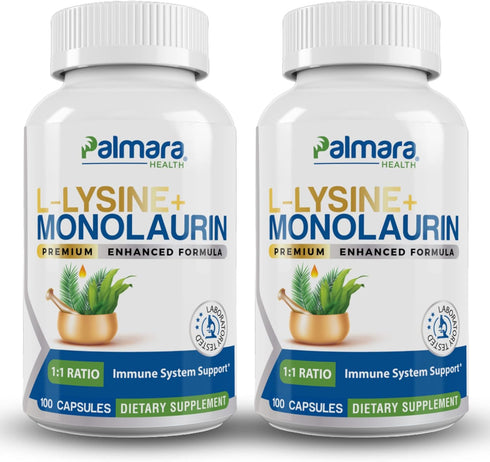 L-Lysine + Monolaurin 600mg 1:1 Ratio (2 Capsules)