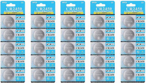 Taysing 25 Pack 3V High Capacity Lithium Button Coin Cell Batteries CR2450 ECR2450