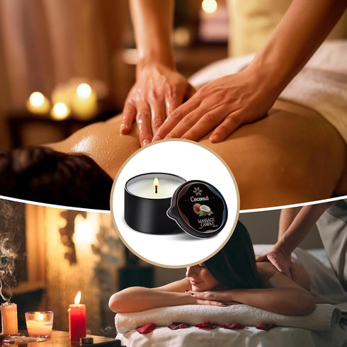 LCZLUMIPRO Set, 6 Pack 2.35oz, 6 Massage Candle Low Temperature Soy Wax Candles that Melt into Nourishing Body Oil