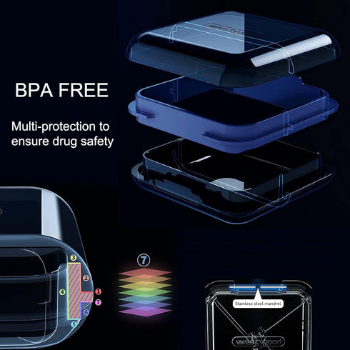 Small Waterproof Pill Box Organizer, Travel Portable Pocket Medicine Holder for Vitamins Medication, Black